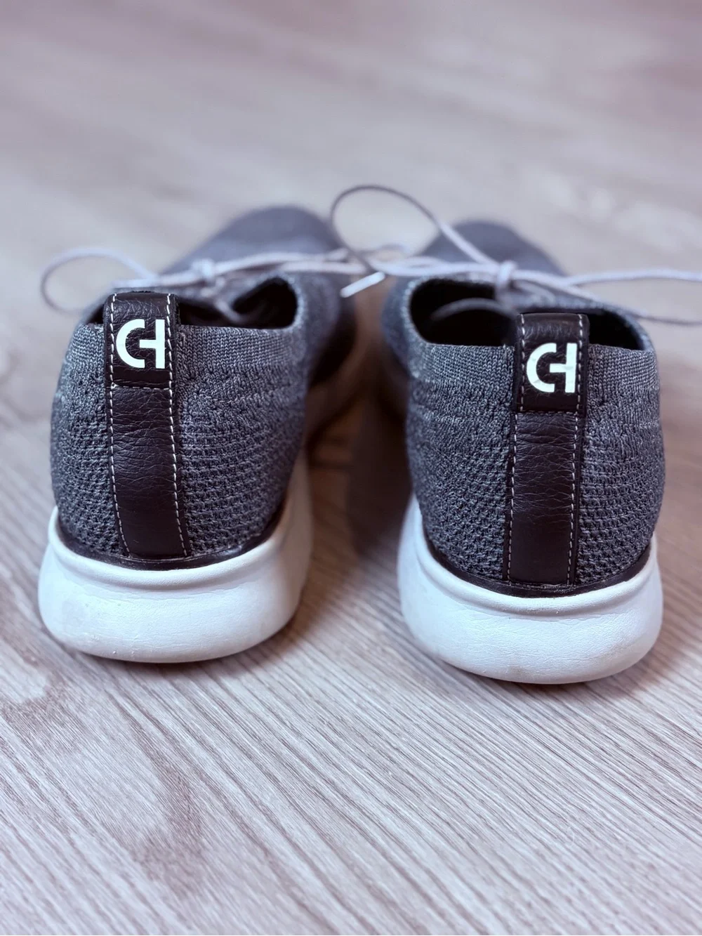 Cole Haan Zerogrand Gray Knit Derby Shoes with White Sole